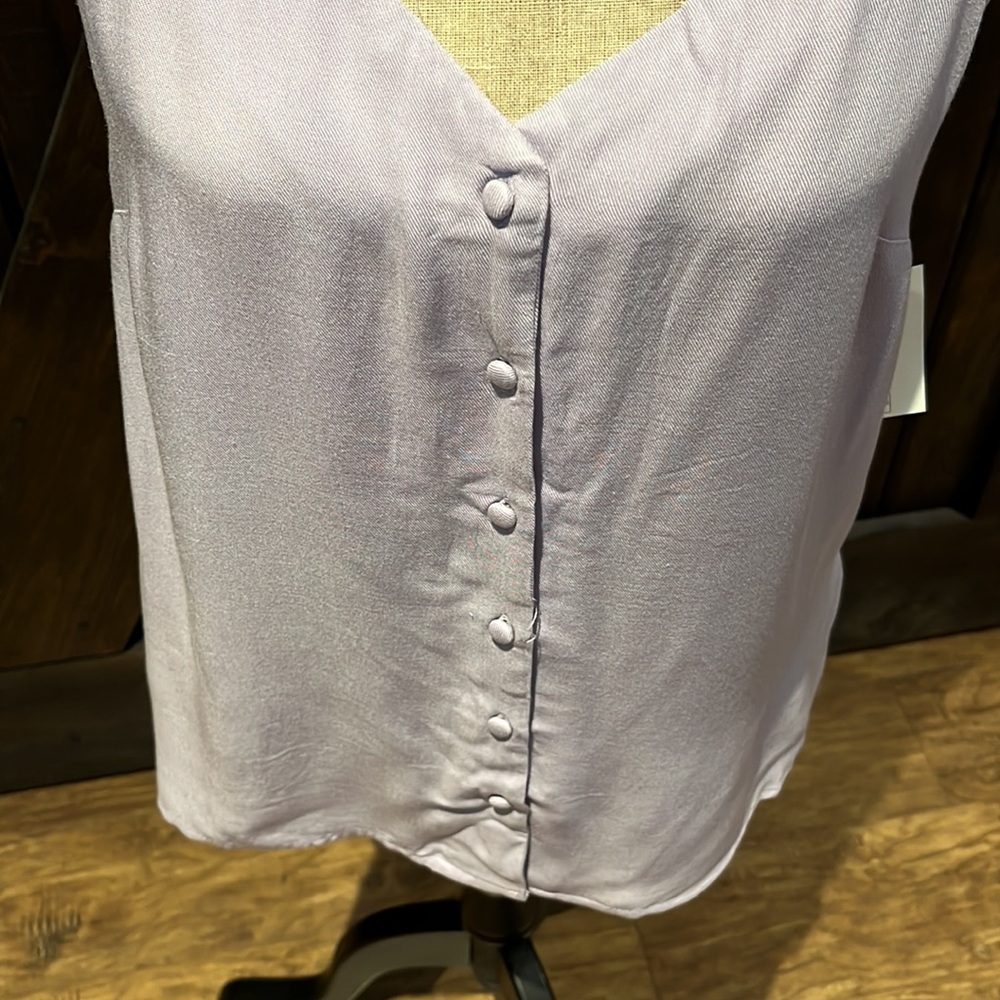 Goodthreads Lavender Button-Front Cami Tank Top - Picture 2 of 13